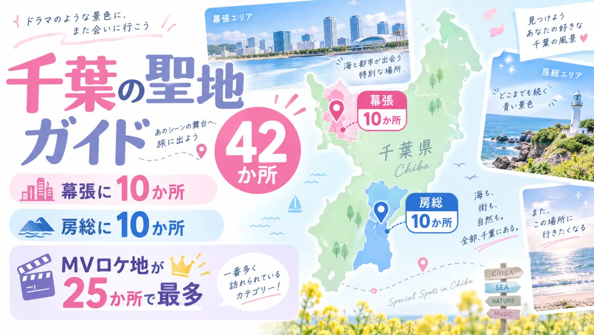千葉の聖地42か所ガイド｜幕張に10か所、房総に10か所。MVロケ地が25か所で最多