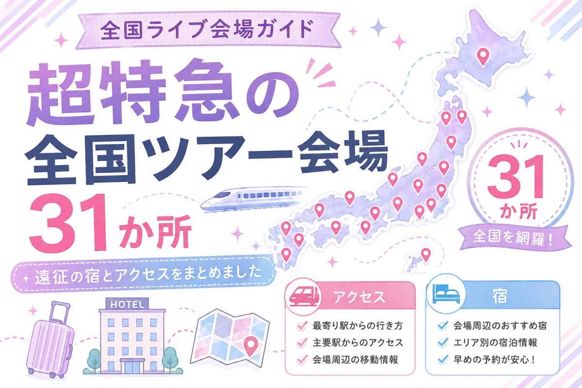 超特急の全国ツアー会場31か所｜遠征の宿とアクセスをまとめました