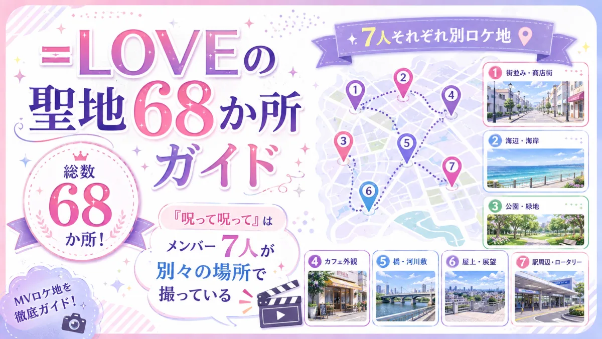 =LOVEの聖地68か所ガイド｜「呪って呪って」はメンバー7人が別々の場所で撮っている