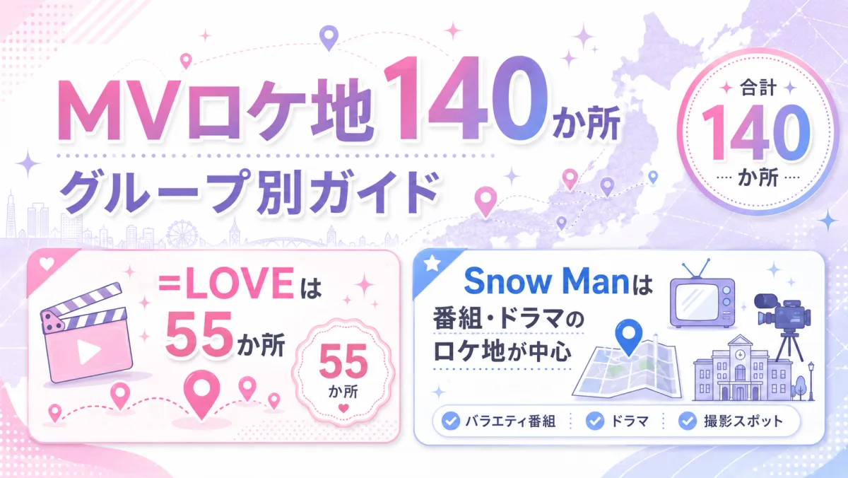 MVロケ地140か所 グループ別ガイド|=LOVEは55か所、Snow Manは番組・ドラマのロケ地が中心