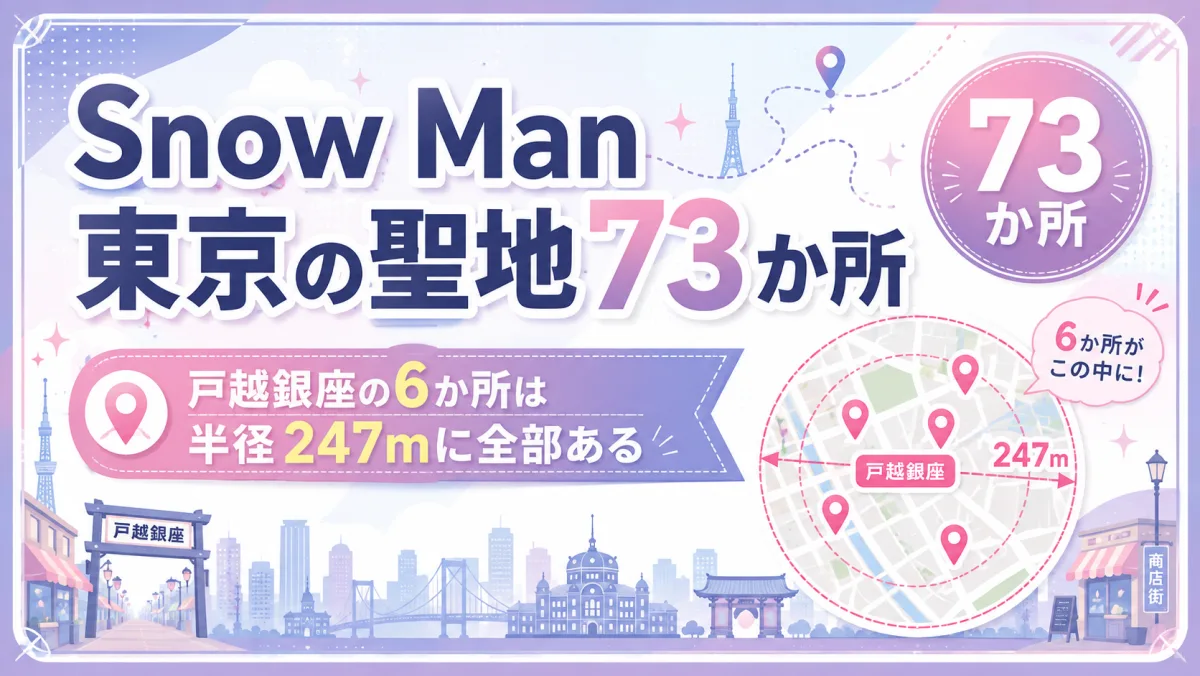 Snow Man 東京の聖地73か所|戸越銀座の6か所は半径247mに全部ある