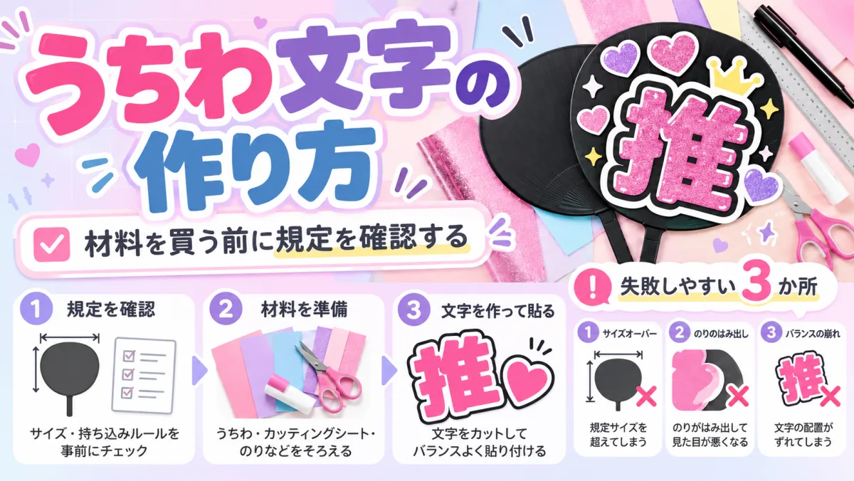 うちわ文字の作り方｜材料を買う前に規定を確認する。手順と、失敗しやすい3か所